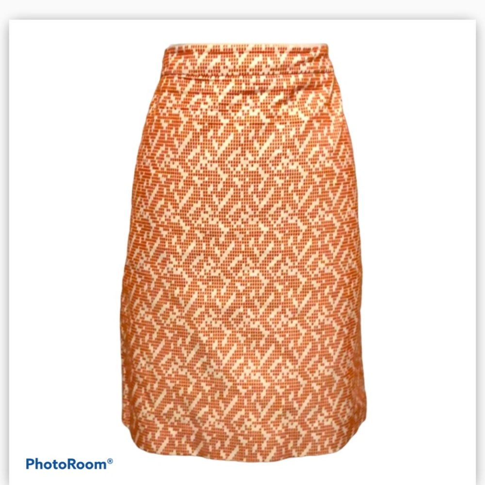 J Crew skirt burnt orange and white skirt, size 14